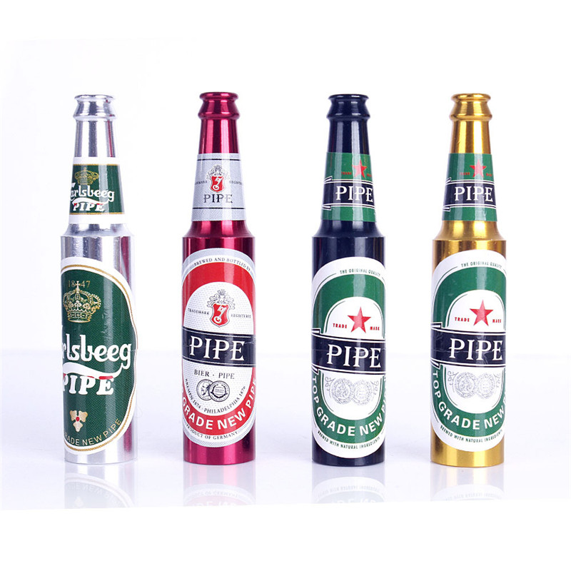 

Beer bottle smoking pipe with 83mm*17mm colorful joint aluminum metal smoking pipe mini handle pipes for herb tobacco
