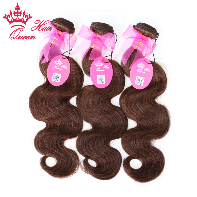 

#2 Color Natural Brown Brazilian Body Wave 100% Human Hair Extensions in stock Free Shipping Queen Hair Products, Medium brown