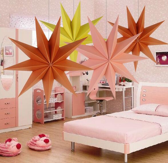 

30cm ,45 cm 60 cm Nine Angles Paper Star Home Decoration Tissue Paper Star Lantern Hanging Stars For Christmas Party Decoration KD1