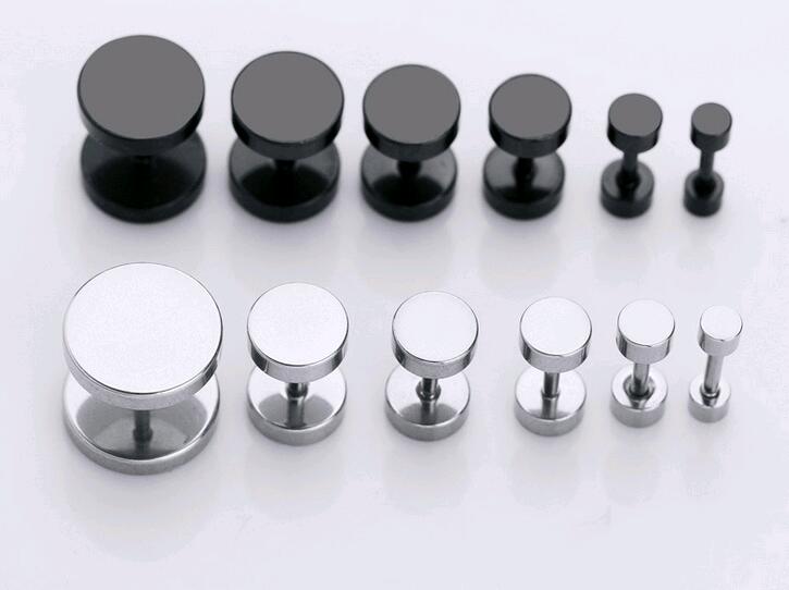 

Korean Punk Rock Hip Hop Round Screw Ear Jewelry Stainless Steel Men Women Black Stud Earrings Single Piece