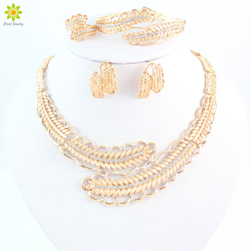 

Latest Design Rhinestone Necklace Set Top Quality Gold Plated Vintage Women Costume Bridal Weeding Jewelry Sets