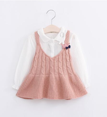 

Clear Stock Girls Knitting Suspender Vest Dresses Autumn Kids Boutique Clothing 1-4 Year Little Girls Sweaters Tops, As image