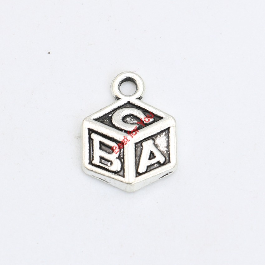 

Antique Silver Plated ABC Dice Charms Pendant Bracelet Necklace Jewelry Making DIY Handmade 15x11mm