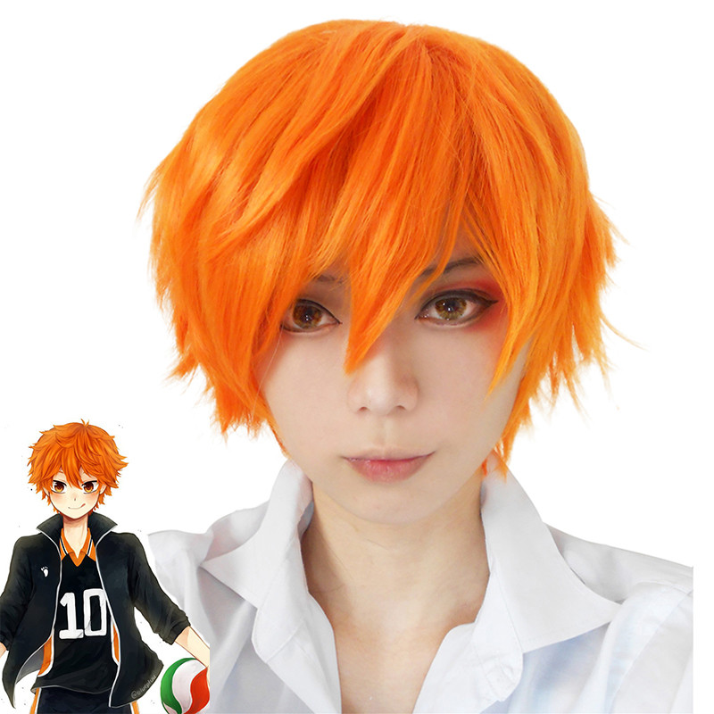

WoodFestival men wig heat resistant synthetic hair anime cosplay nishinoya yuu orange wigs short sugawara koushi hinata haikyuu, Customize