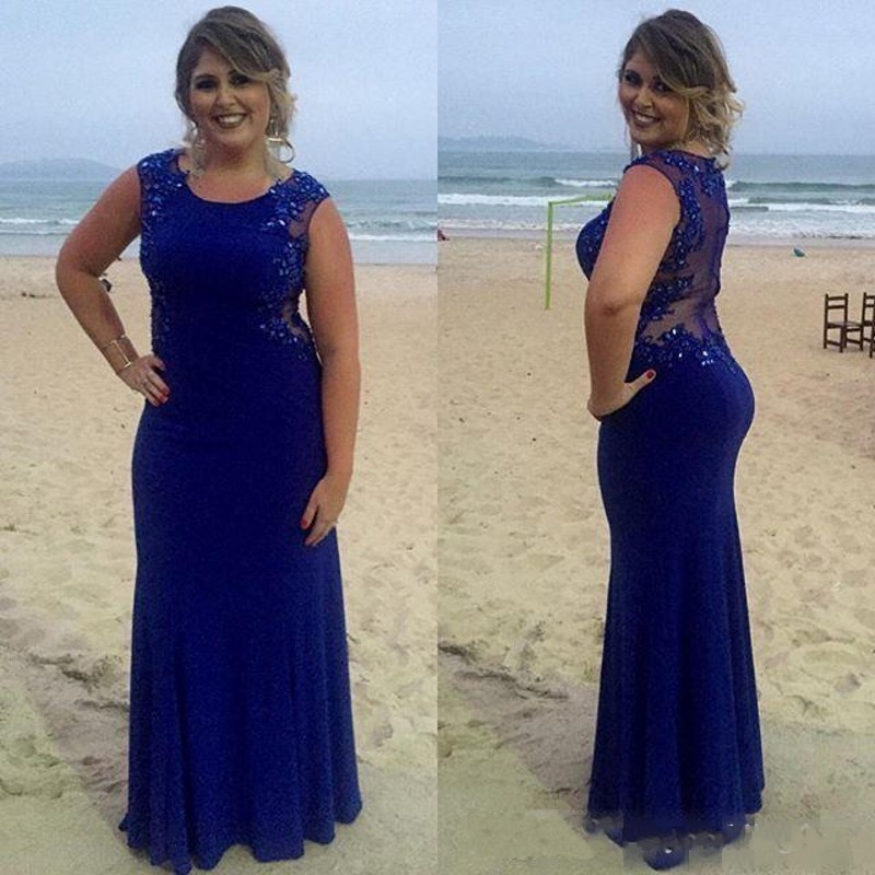 

Navy Blue Sheer Back Mother Of Bride Dresses 2017 Lace Applique Plus Size Mother Dresses For Wedding Custom Made Women Formal Party Dresses