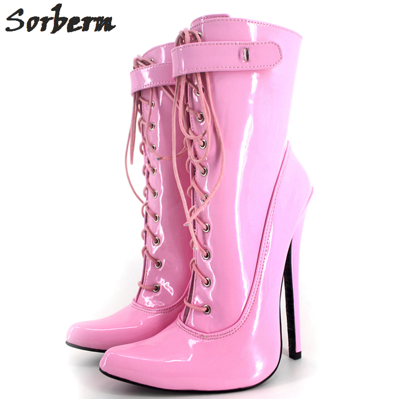 

fashion boots women 15cm high heels ankle boots laceup boot for women sexy fetish shoes motorcycle lockable boots, Orange