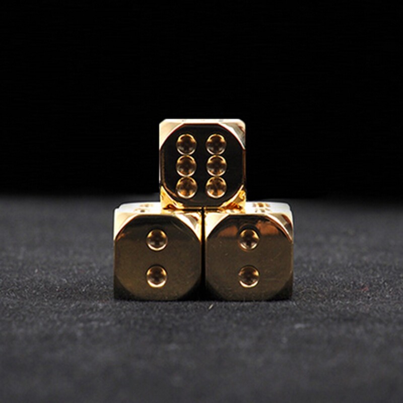 

15mm Brass Dice Custom Pure Copper Dices Handmade Polished Originality Retro Toy Vintage Decorative Collection Bar Supplies #S36