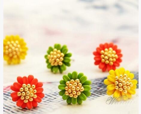 

Fashion classic 18k gold plated quartz crystal pretty sunflower stud earrings