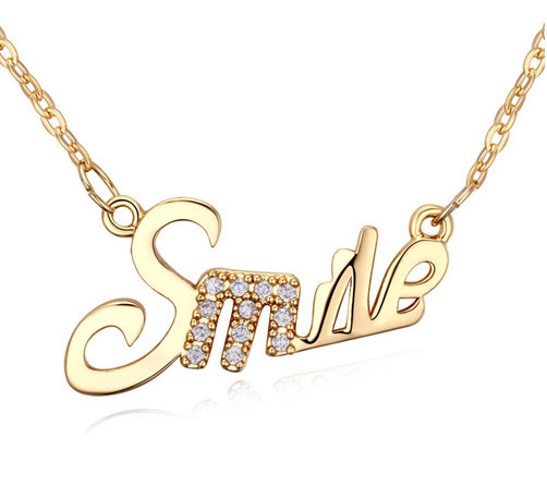 

Necklaces For Women Fashion Luxury Exquisite Zircon 18K Gold Plated Smile Chokers Clavicle Chain Necklace