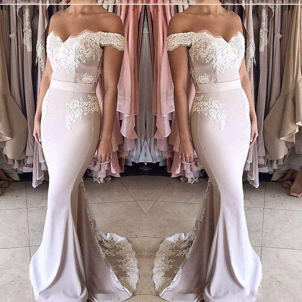 2020 Sexy Cheap Mermaid Bridesmaid Dresses Arabic Off Shoulder Satin Sashes Lace Appliques Plus Size Maid Of Honor Gowns Wedding Guest Dress