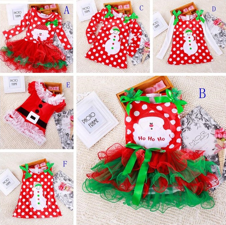 

Girls christmas dress babies clothes kids holiday clothes children dresses for girl Santa Claus snowman printed child infant lace tutu skirt, As picture