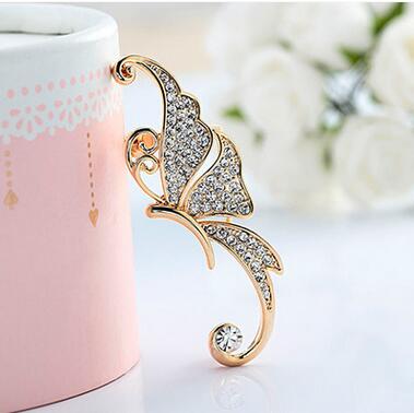 

Full Diamond Butterfly Earrings No Pierced Ear Clip Fashion Jewelry Earrings Ear Cuff Alloy for Women