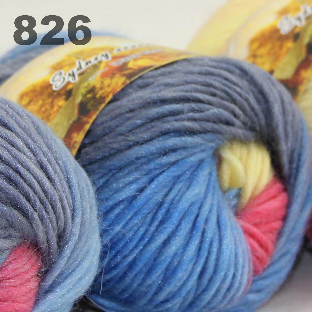 

colorful hand-knitted wool line segment dyed coarse lines fancy knitting hats scarves thick line Light Blue Yellow Pink 522-826
