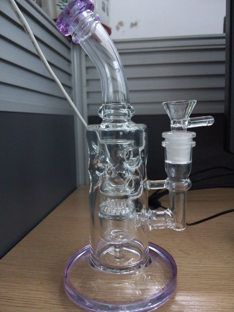 

Purple Glass bongs fab egg glass water pipe with showerhead perc dab rig with 14 mm female joint