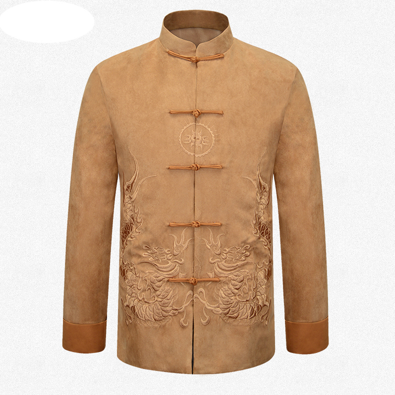 

Wholesale- Yellow Brand Chinese Traditional Men's Embroider dragon Jackets Coats Outerwear M L XL  3XL MTJ201507, Green