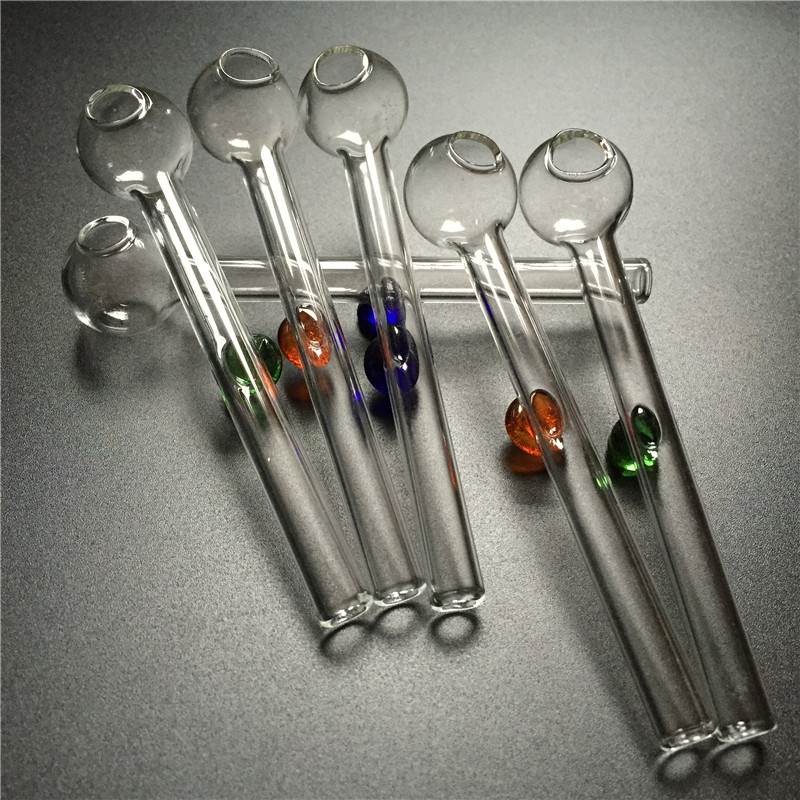 

Colorful Glass Oil Burner Bubbler Water Pipes with Green Blue Brown Handle Thick Pyrex Oil Burner Pipe Mini Glass Hand Pipes