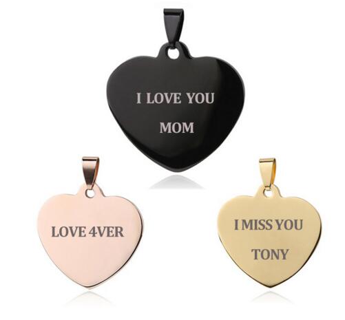 Pendant Necklaces Free Engrave Name ID Tag Pendants & Love Heart-shape Stainless Steel Heart Unique Customized Jewelry-image-403738259