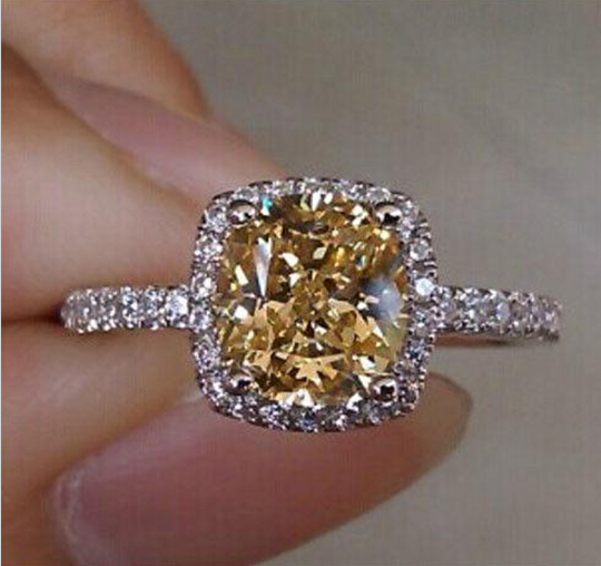 

Size 5-10 Luxury Jewelry 10kt white gold filled Champagne topaz cz Gem women wedding simulated Diamond Wedding Engagement Ring gift