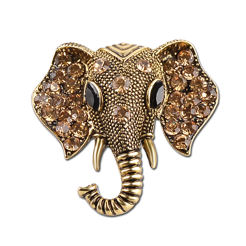 

High Quality Retro Elephant Brooches Zinc Alloy Crystal Rhinestone Brooches for Men Jewelry Fashion Lapel Pin Anti Gold Silver Animal Badges