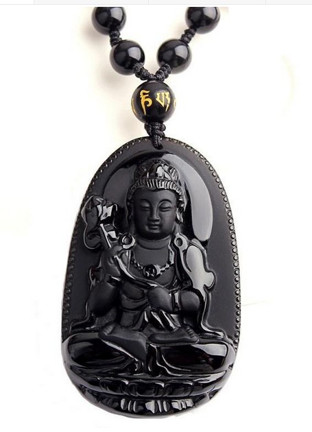

natural obsidian bodhisattva animal buddha pendant male necklace bodhisattva