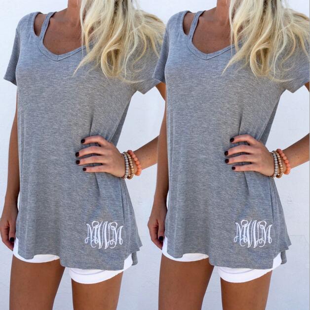 Women Clothes Fashion 2017 Short Sleeve Autumn Casual Loose V Neck T-Shirt Plus Size Blouses S M L XL