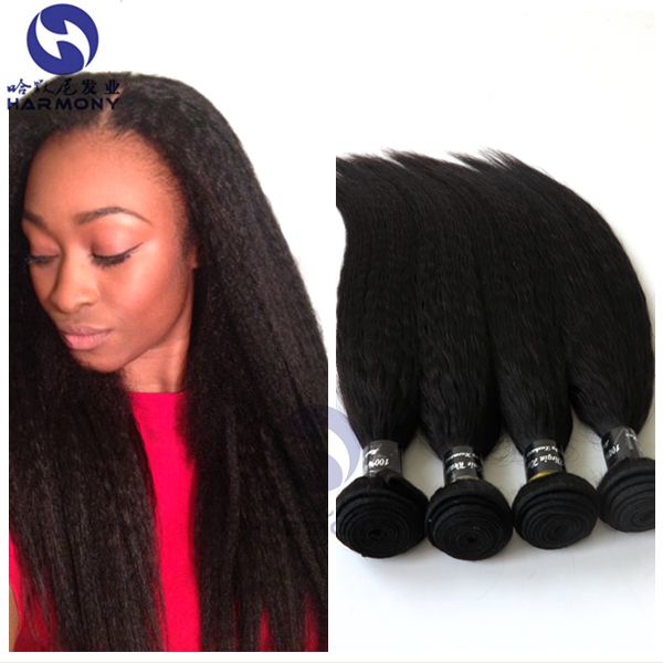 

7A Brazilian Virgin Hair Kinky Straight 3Bundles 100% Human Hair Brazillian yaki Straight Hair Brazilian Virgin Hair Coarse Yaki, Natural color