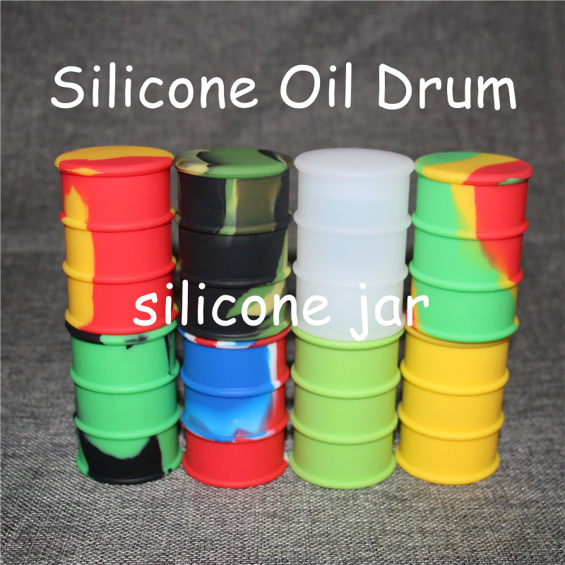 

silicone oil barrel container jars boxes dab wax drum shape containers 26ml large silicon dry herb dabber tools FDA approved, Mixed colors
