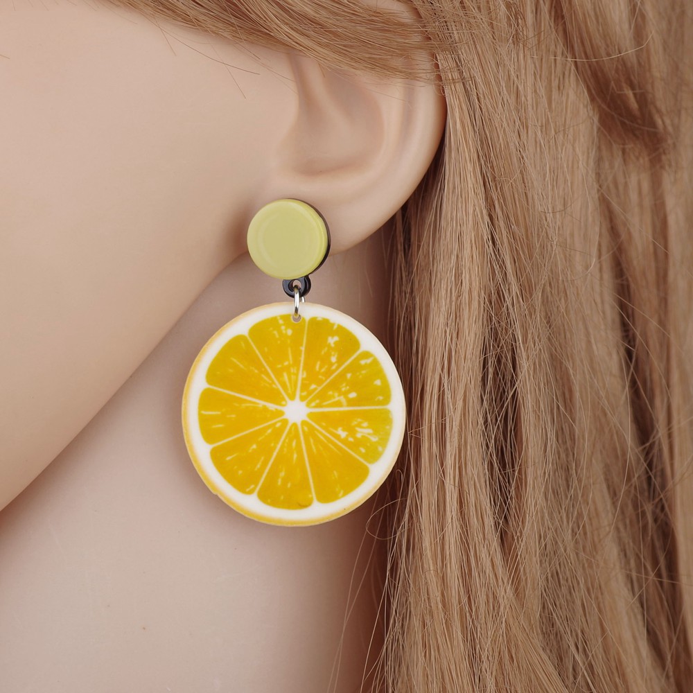 

Fashion Hip Hop Style Dangle Earring Acrylic Fruit Lemon Drop Earrings For Women Ear Jewelry Christmas Gift Personality Club