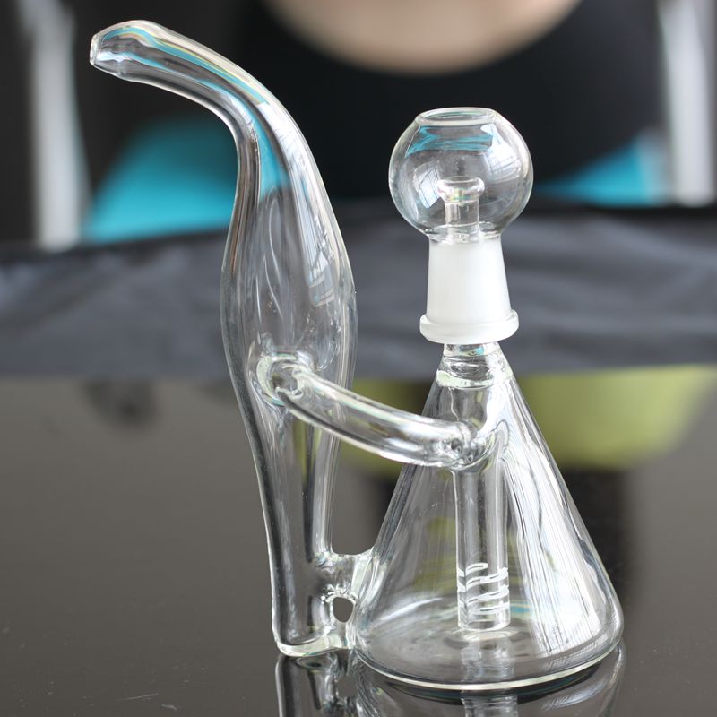 

Dab Rig Mini Beaker Recycler Glass Bong Hand Blown Unique Design Small Water Pipe 6 inch Oil Rig Bubbler Sale Delicate Appearance