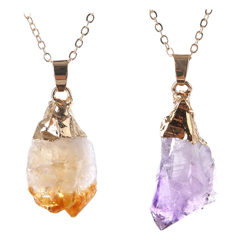 

Hot sale Fashion Natural Stone Pendant Chakra Gemstone Necklace Pendant Original Crystal Quartz Pendant Necklaces Jewelry Chains
