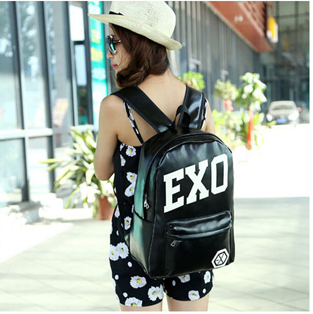 

New Korean Fashion EXO Letter Backpack Men Women College Style, Black