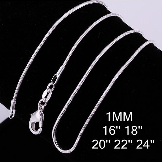 

1mm snake chain necklace,Wholesale lots 50 pcs 925 sterling silver jewelry necklaces Fashion jewelry