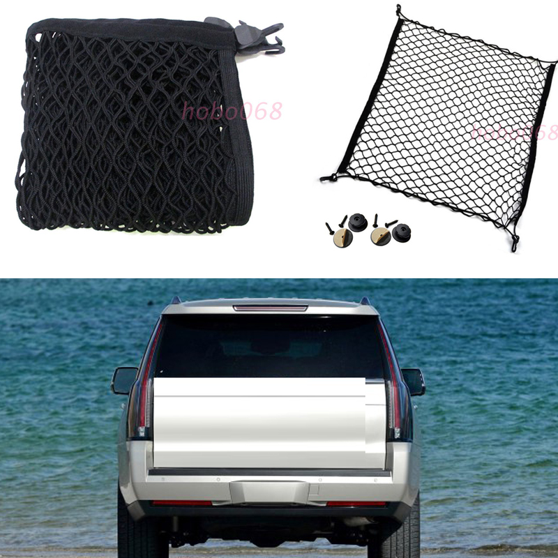 

For Cadillac Escalade Car Auto vehicle Black Rear Trunk Cargo Baggage Organizer Storage Nylon Plain Vertical Seat Net