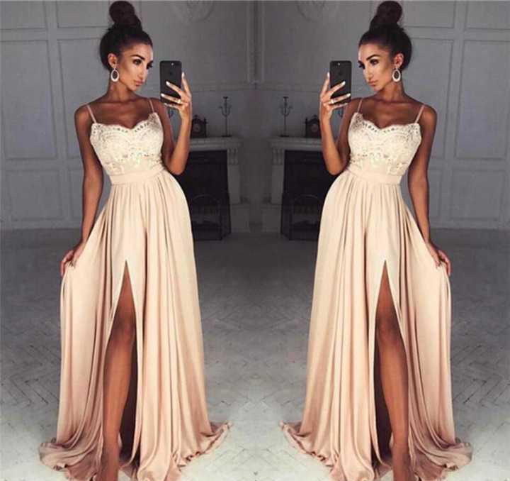 

New Spaghetti Straps Prom Dress A Line With Appliques Formal Holidays Wear Graduation Evening Party Gown Custom Made Plus Size, Gray