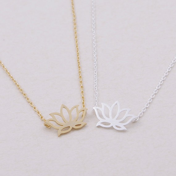 

Fashion hollow out small lotus three colors to choose from zinc alloy necklace pendants wholesale wholesale free shipping, women holiday bes, Silver