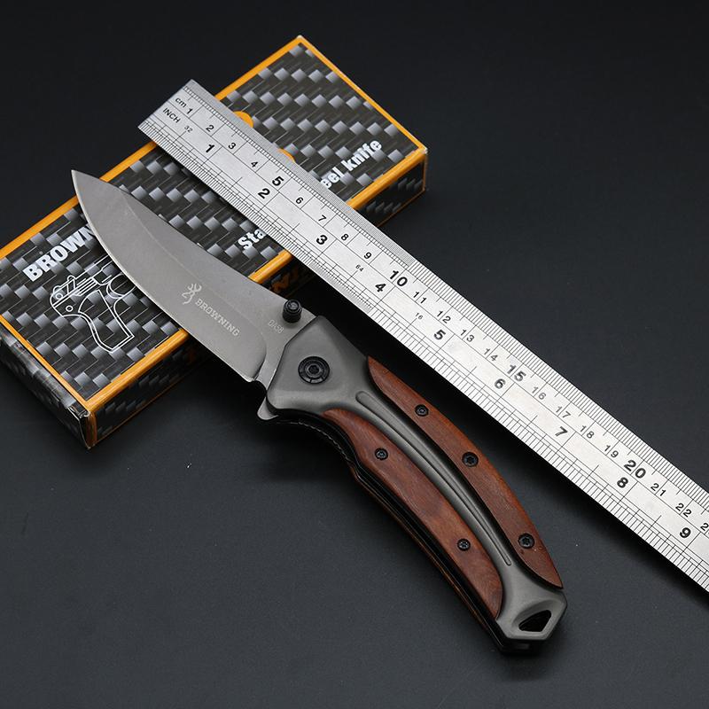 

Browning DA58 Tactical Folding Knife 3Cr13Mov 55HRC Wood Handle Titanium Hunting Survival Pocket Rescue Utility EDC Hand Tools Collection