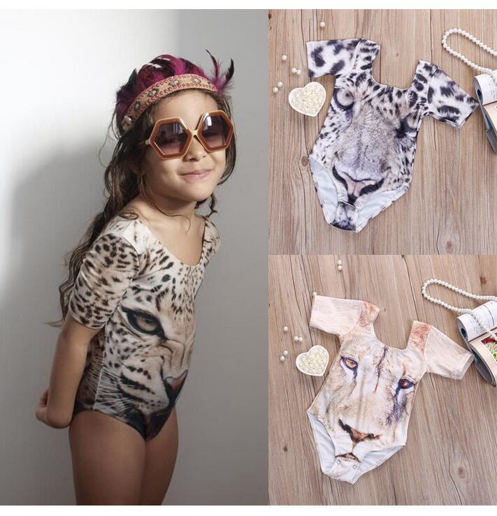 

New children 3D Tiger printing One-Pieces Swimwear Baby swimsuit cartoon kids Bikinis free shipping BH2124, As shown