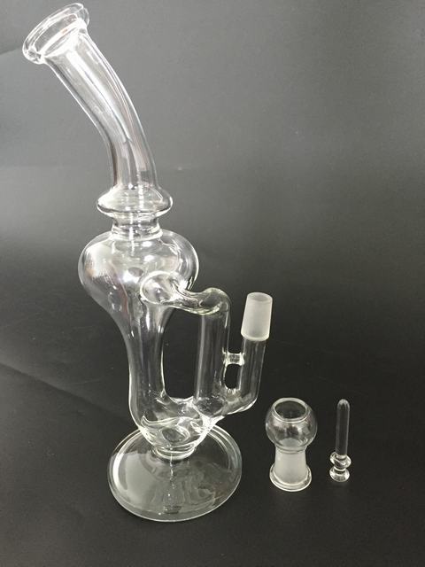 High quality amazing function oil rig recycler glass bong glass smoking pipe water pipe bongs 14mm joint(G-310)-image-245621708