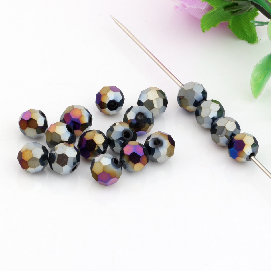 

360Pcs 8MM Black AB Cutting surface Flat Beads crystal glass spacer beads for beaded bracelets