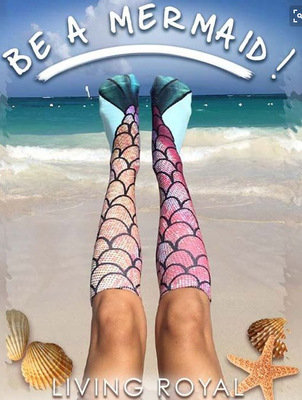 

Free DHL 2016 New 3D Mermaid printing Cosplay Socks Fashion women mermaid pattern stockings socks bottoming Fish Scale Pattern socks, As photo