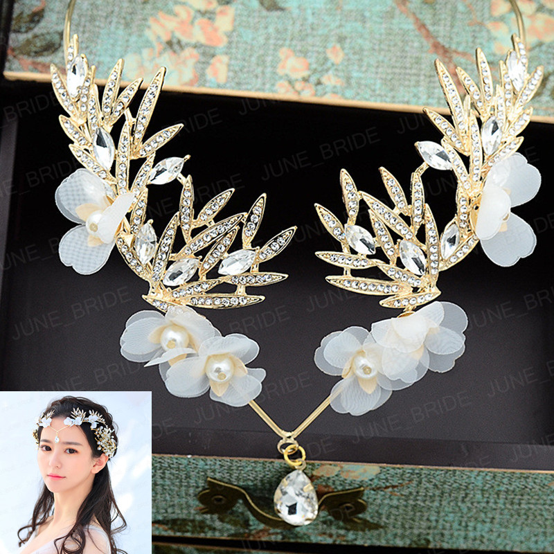 

Designer Fairly Bridal Wedding Hair Accessory Rose Gold Clear Crystal Rhinestone Fabric Flower Headpieces Free Shipping Hairband In Stock, Silver