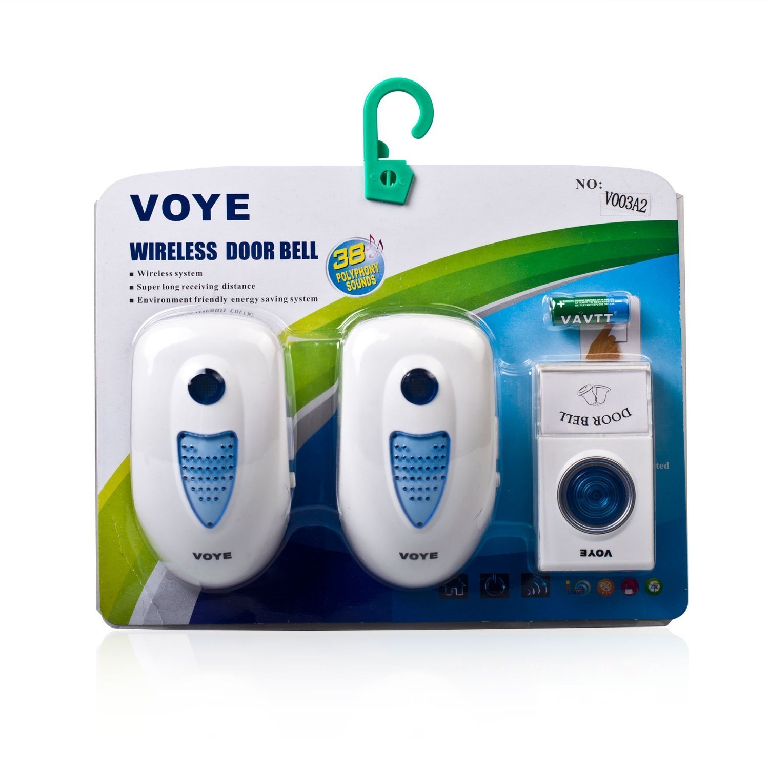 

Voye 003A2 2 Plug-In Wireless Digital Doorbell with Battery (White