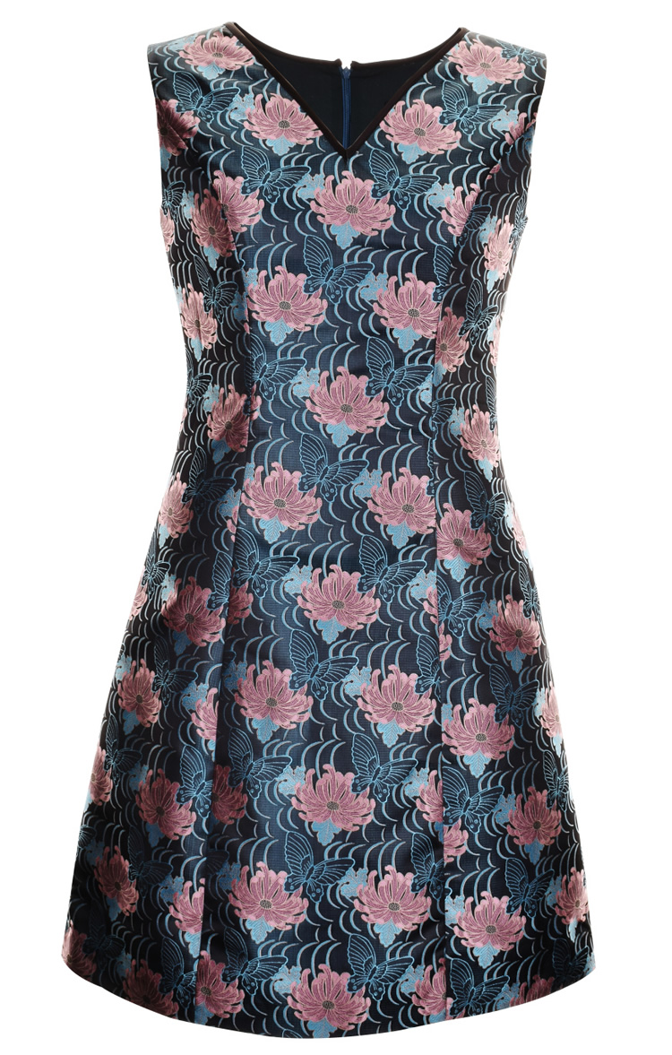 

Vintage Flower Print Women Sheath Dress V-Neck Sleeveless Party Dreses 084A693, Same as picture