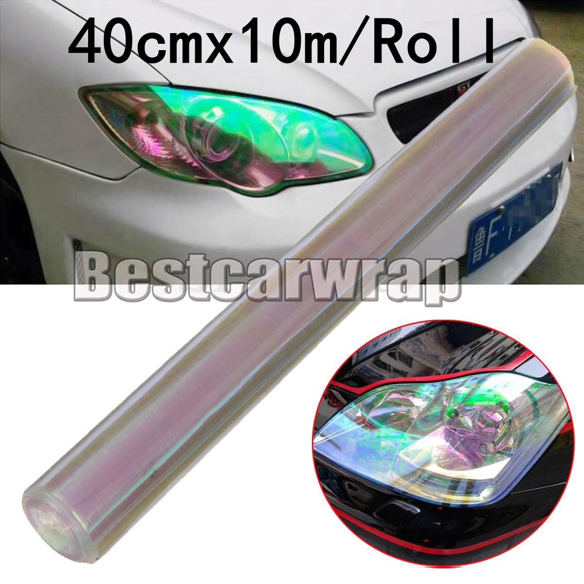 10 rouleaux / lot 40cmx10m Film de phare caméléon transparent Tint TINT TILLIGHT / MOTOBIKE HEAMP TINT TINGING FILM VINYL