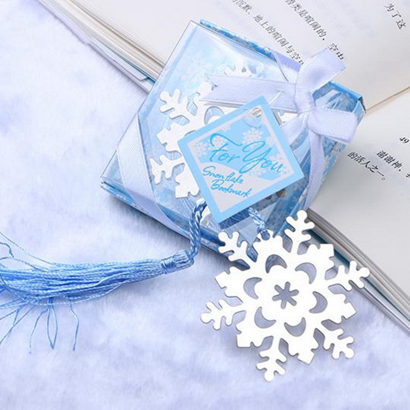 

Silver Stainless Steel Snowflake Bookmark For Wedding Baby Shower Party Birthday Favor Gift souvenirs