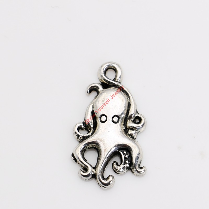 25pcs Antique Silver Plated Octopus Charms Pendants for Necklace Jewelry Making DIY Handmade Craft 18x10mm-image-387086994