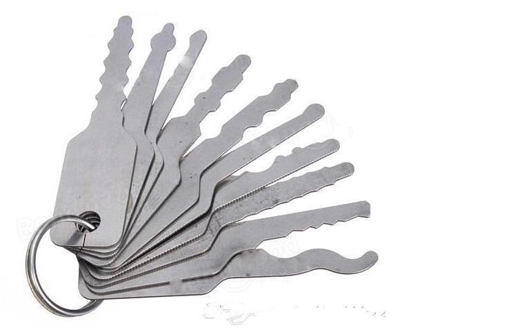 

NEW 10pcs Auto Jigglers Keys for Double Sided Lock Pick Set Of Keys Lock Opener Lockpick Sets Locksmith Tool Freeshipping