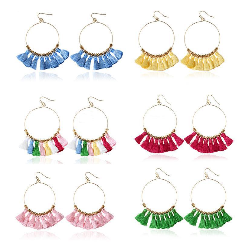 

Fashion luxury Vintage Bohemian Handmade Cotton Tassel Earrings for Women Ethnic Fringe Gold Plated Drop Earrings Party Jewelry