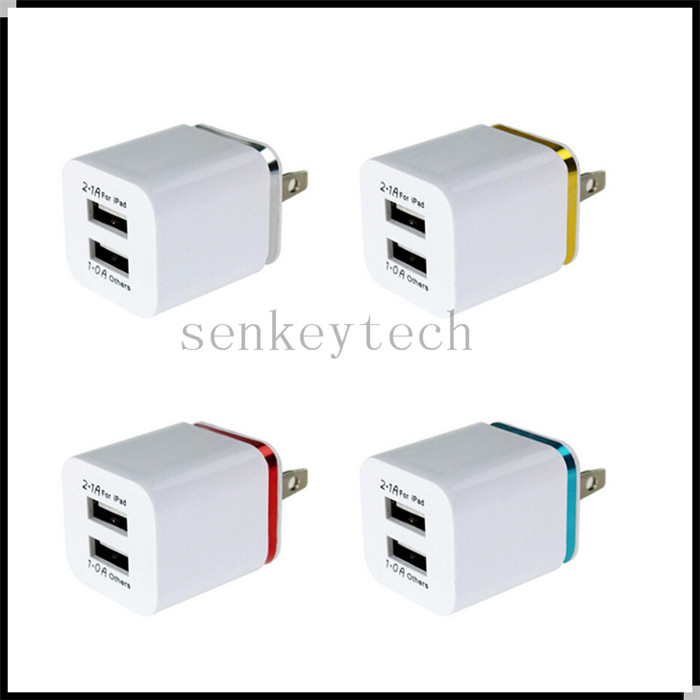 

5V 2.1A Dual USB chargers US EU plug 2 USB ports AC power adapter cell phone travel chager wall charger for tablet smart phone mp3 mp4
