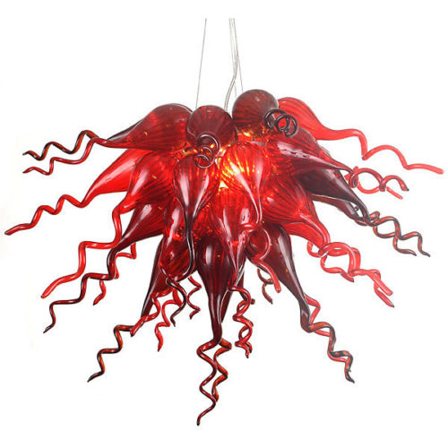 

Lamps Wholesale Price Wine Red Chandeliers Small Size Art Decor Hand Blown Glass Penadant Chandelier with LED bulbs